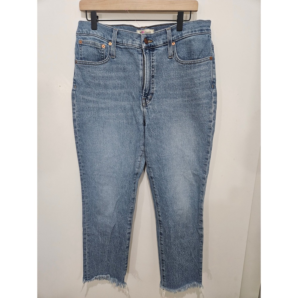 Madewell The Perfect Vintage Jean High Rise Raw Hem‎ Medium Wash Denim Blue 31